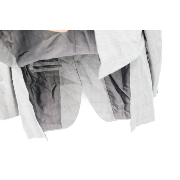 Ermenegildo Zegna sport coat men's 42R Trofeo 600 Manhattan wool silk gray plaid - Picture 7 of 16